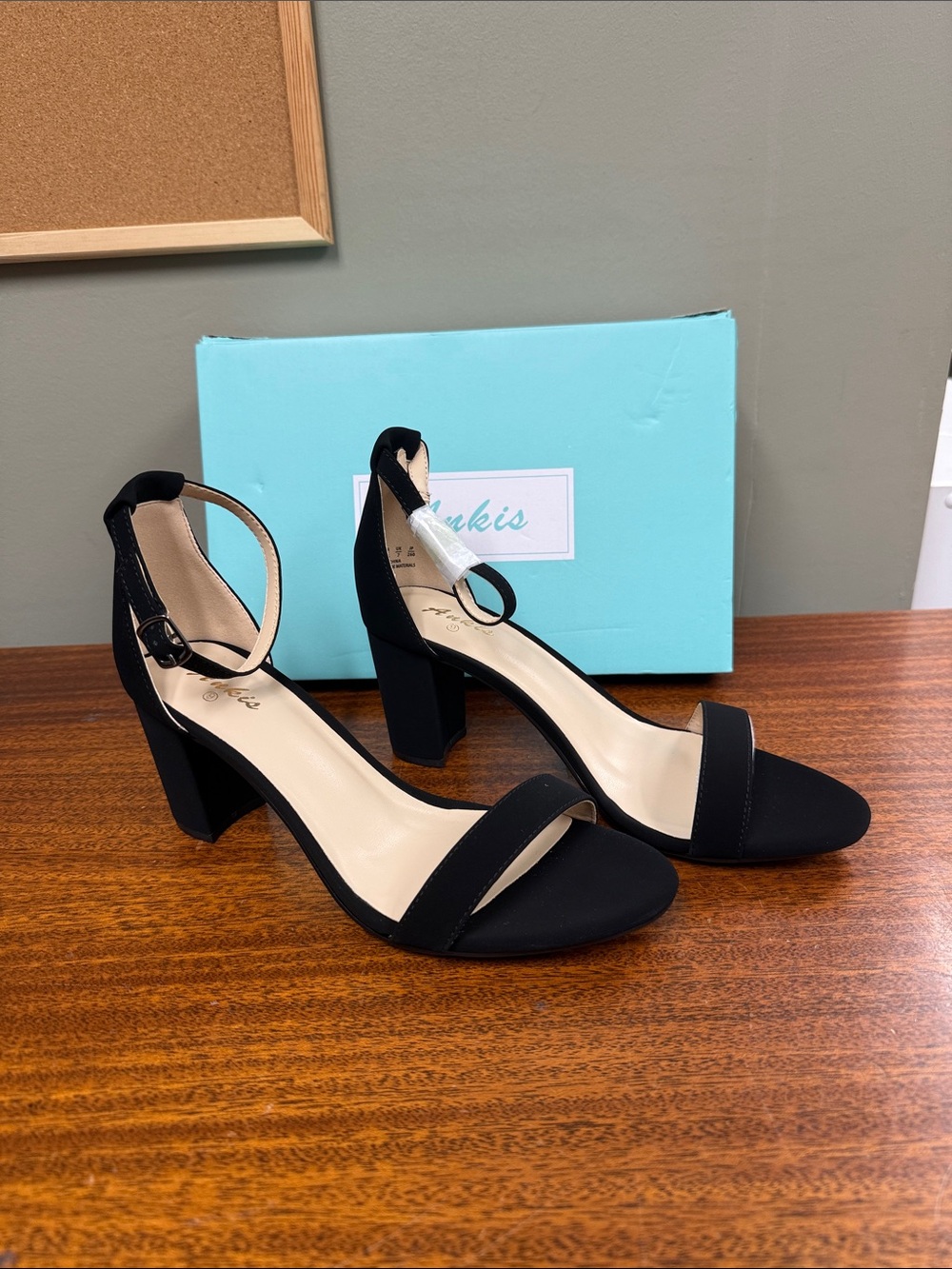 Classic Black Ankle-Strap Block Heels